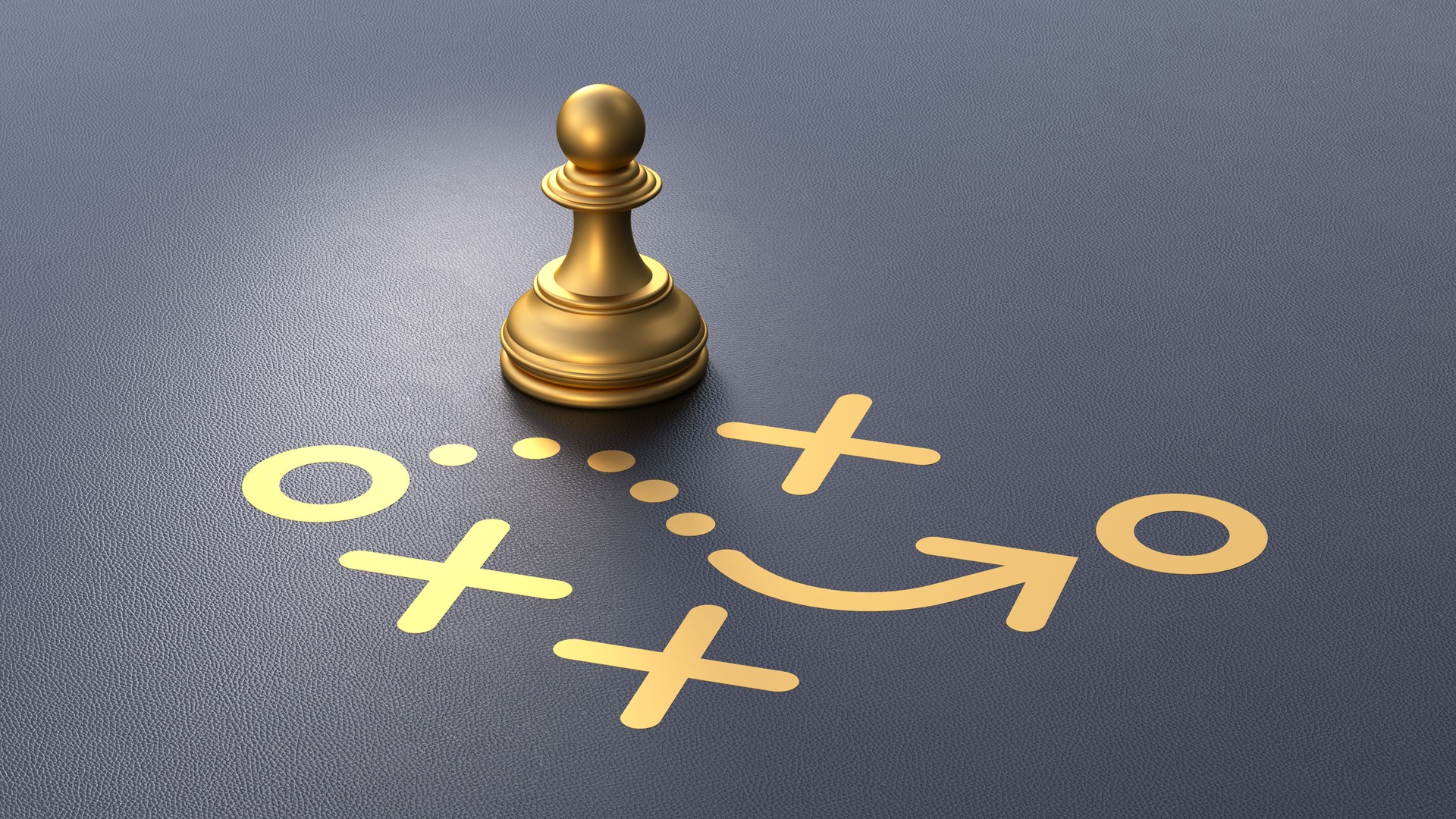 Planning Strategy Concept. Strategic Vision: Golden Chess Pawn with Strategy Diagram. 3D rendering. Planning Strategy Concept. Strategic Vision: Golden Chess Pawn with Strategy Diagram. 3D rendering.