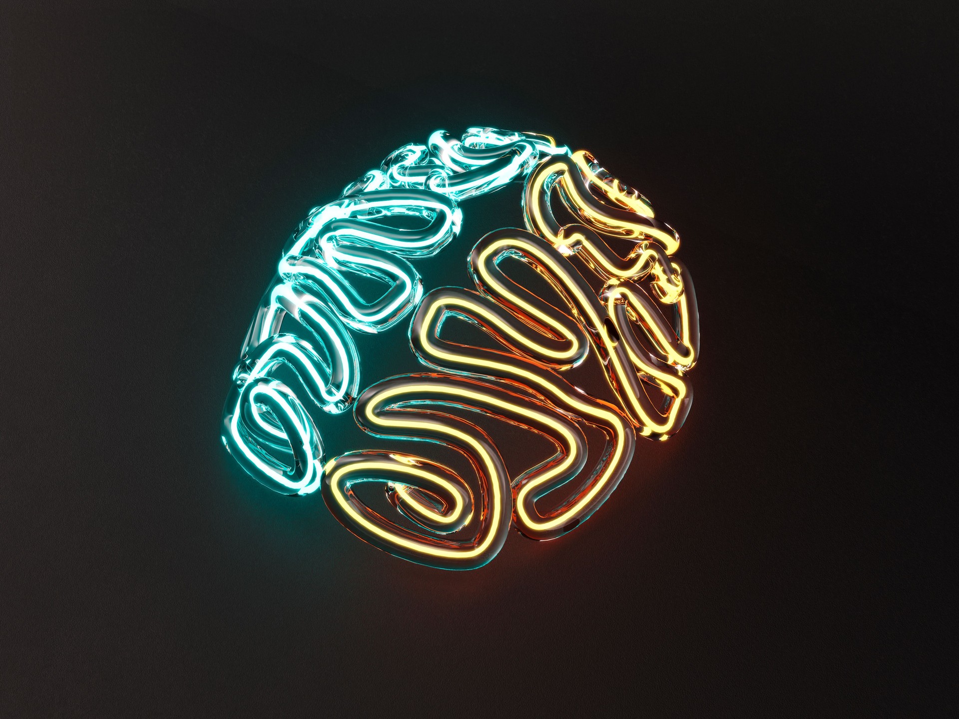Stylized Neon Brain Shape Stylized Neon Brain Shape